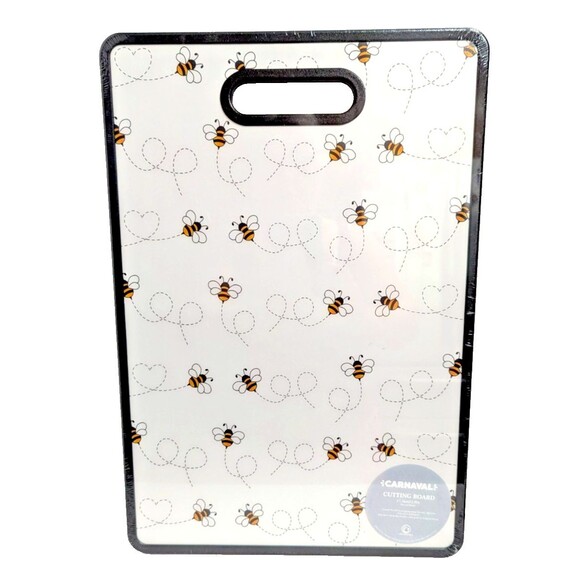 Carnaval Swirling Bumble Bees Cutting Board 17.3 x 11.8-in Handle Kitchen Gift - Picture 1 of 5